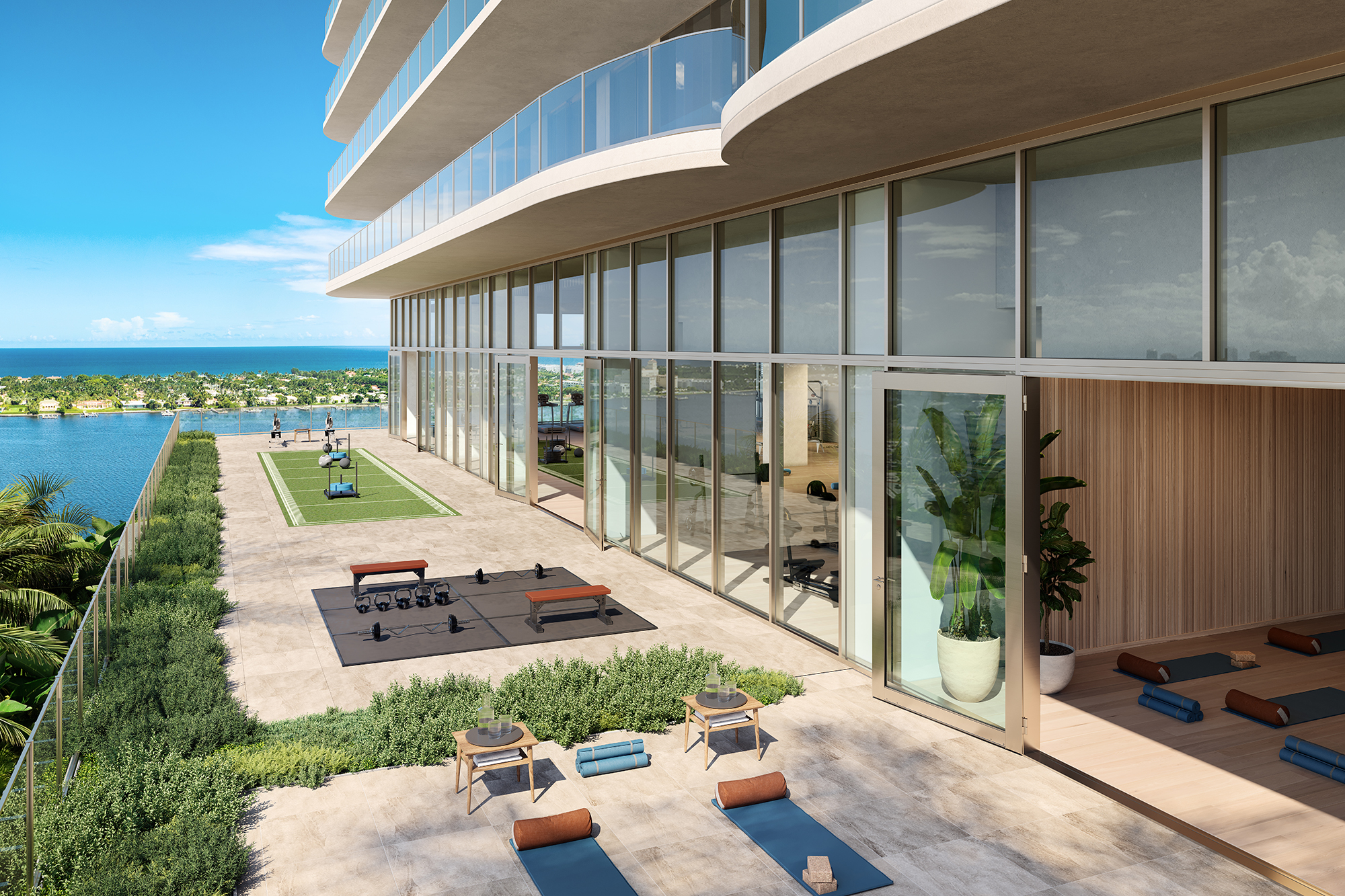 Open-air fitness and yoga area at Olara Residences designed for wellness and relaxation.