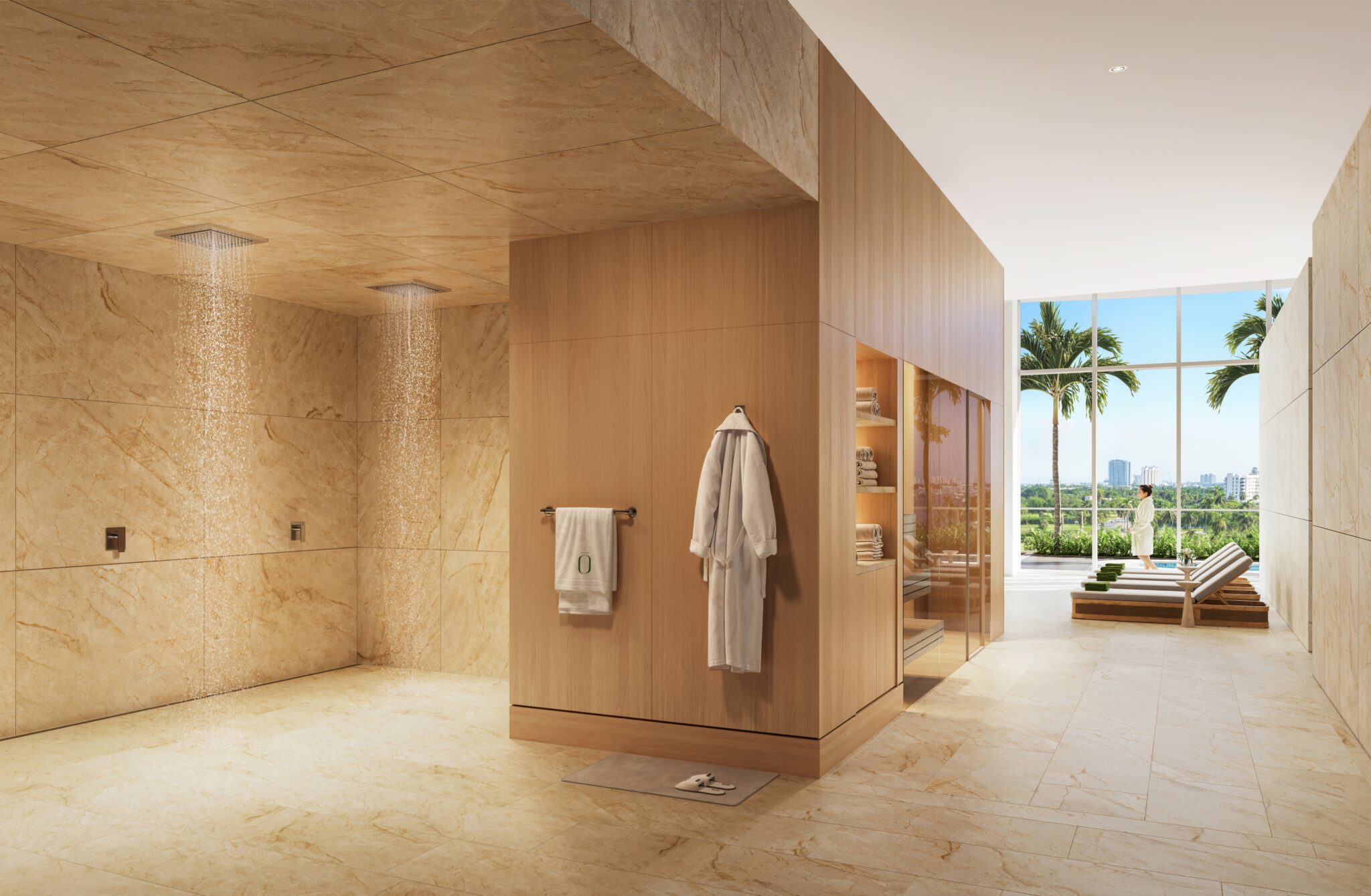 Indoor pool with a spa view at Olara Residences, offering a luxurious and rejuvenating ambiance.